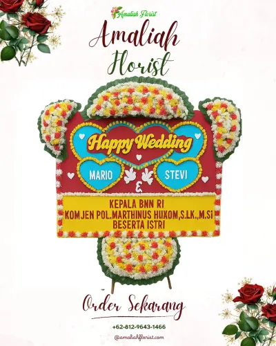 Karangan Papan Bunga Pernikahan di Lokwirin